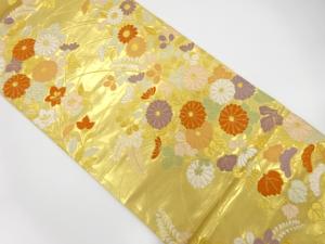 秋草に菊模様織り出し　袋帯